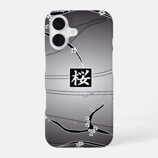 黒い桜の木 iPhone 16ケース (裏面)