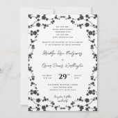 黒い桜の花 スタイリッシュなアジアのウェディング 招待状 (正面)