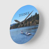 黒い森のティティシー湖     ラウンド壁時計 (傾斜)