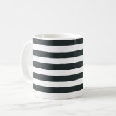 黒い森の緑と白ストライプ色 コーヒーマグカップ (正面左)