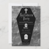 黒い棺桶の墓石 ゴシックハロウィンパーティー 招待状 (正面)