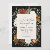 黒い植物性の素朴な写真の結婚式は日付を保存 セーブザデート (正面)