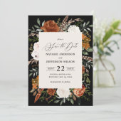 黒い植物性の素朴な写真の結婚式は日付を保存 セーブザデート (スタンド正面)