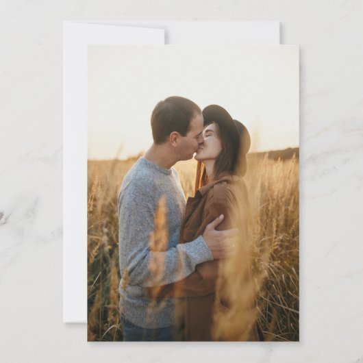 黒い植物性の素朴な写真の結婚式は日付を保存 セーブザデート (裏面)