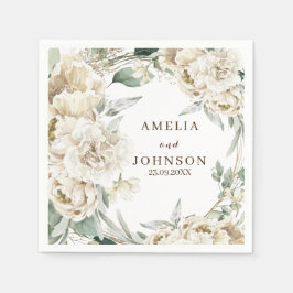 黒い植物性の緑のシンプル冬の結婚式 スタンダードカクテルナプキン