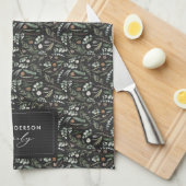 黒い植物性エレガントモダン家族のギフトデコル キッチンタオル (四つ折り)