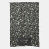 黒い植物性エレガントモダン家族のギフトデコル キッチンタオル (縦)