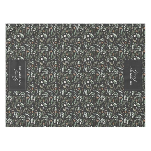 黒い植物性エレガントモダン家族のギフトデコル テーブルクロス (正面(横))