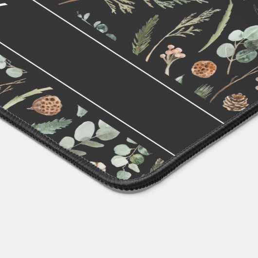 黒い植物性エレガントモダン家族の贈り物 デスクマット (コーナー)