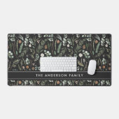 黒い植物性エレガントモダン家族の贈り物 デスクマット (キーボード&マウス)