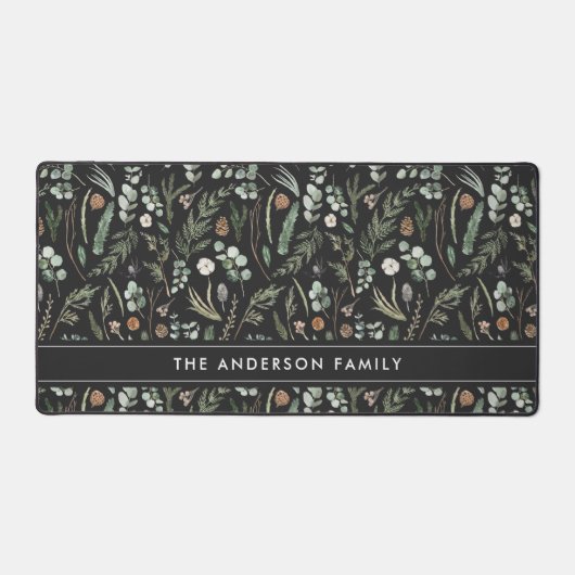 黒い植物性エレガントモダン家族の贈り物 デスクマット (正面)