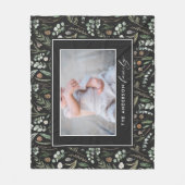 黒い植物性エレガントモダン家族写真 フリースブランケット (正面)