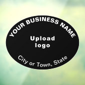 黒い楕円形の窓の上にビジネスブランド ウィンドウサイン (シート3)