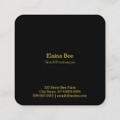 黒い様式のミツバチイラストレーションオンイエロー スクエア名刺 (裏面)