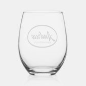 黒い様式化された名結婚前のグロムスマンのワイングラス ステムなしワイングラス (裏面)