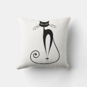 黒い様式化された猫 クッション (裏面)