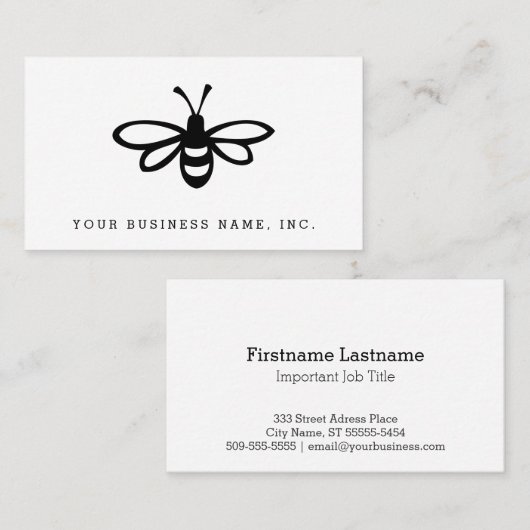 黒い様式化された蜂のイラストレーション 名刺 (正面/裏面)