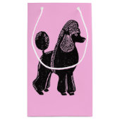 黒い標準プードルのピンクの光沢のあるギフトバッグ スモールペーパーバッグ (裏面)