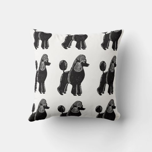 黒い標準プードルの正方形の枕 クッション (裏面)