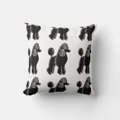 黒い標準プードルの正方形の枕 クッション (正面)