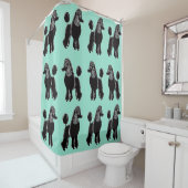 黒い標準プードルの水のミントのシャワー・カーテン シャワーカーテン (インサイチュ)