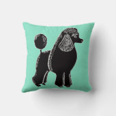 黒い標準プードルライトミントの枕 クッション (裏面)