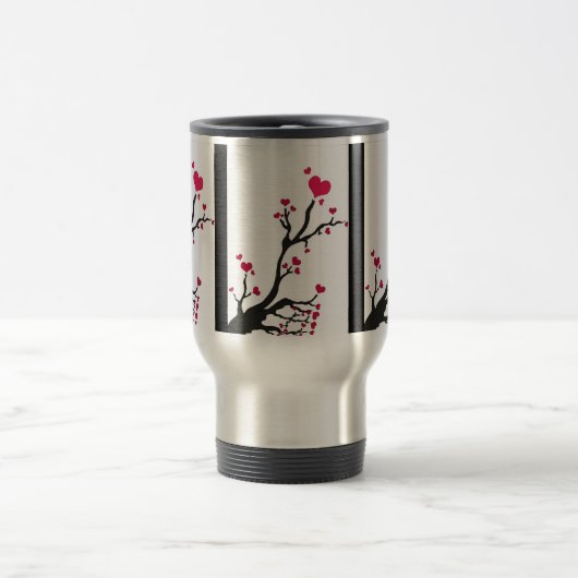 黒い樹皮ハートのマグ トラベルマグ (中央)