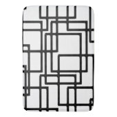 黒い正方形が連なった芸術的なデザイン バスマット (正面縦)