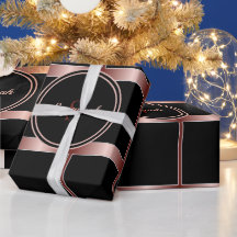 黒い正方形とバラ金ゴールドストライプ幾何学的ラップ