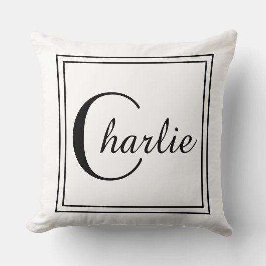 黒い正方形のボーダー クッション (正面)