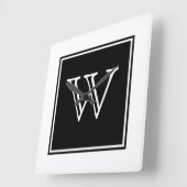 黒い正方形のモノグラムの時計 スクエア壁時計 (傾斜)