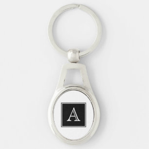 黒い正方形のモノグラムの金属Keychain キーホルダー