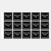 黒い正方形の接着剤のビジネス名とロゴ ラベル (シート)