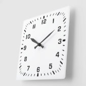 黒い正方形の番号フェイスプレート（白） スクエア壁時計 (傾斜)