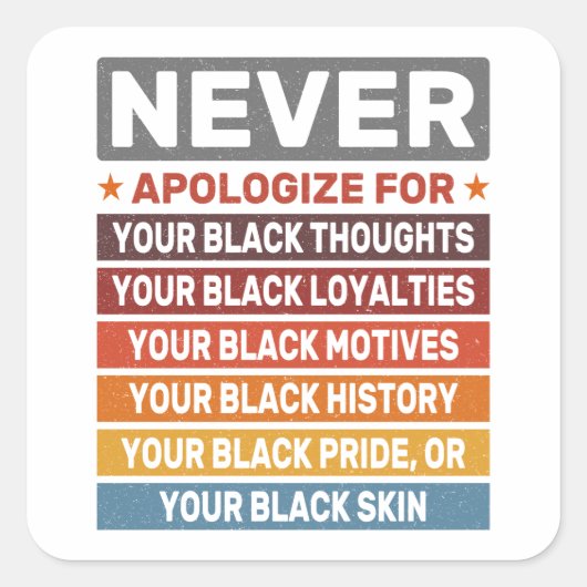 黒い歴史の月に謝らないクール スクエアシール (正面)