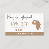 黒い歴史の月の美的モダンギフトクーポン 割引カード (正面)