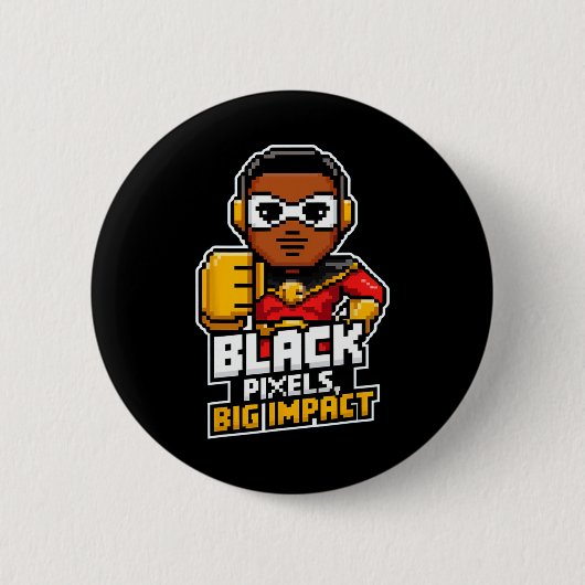 黒い歴史の月アフリカ黒Afro BoyビデオG 缶バッジ (正面)