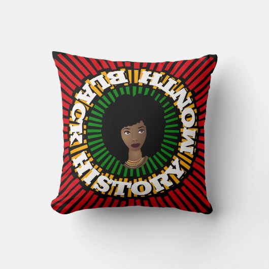 黒い歴史の月、太陽の光、黒い女性 クッション (正面)