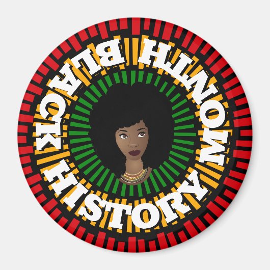 黒い歴史の月、太陽の光、黒い女性 マグネット (正面)
