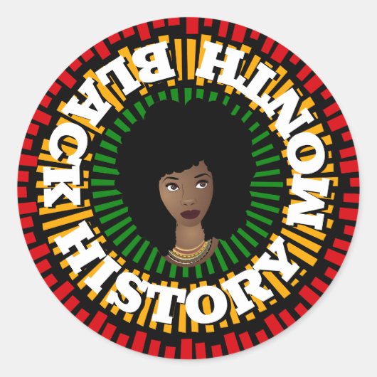 黒い歴史の月、太陽の光、黒い女性 ラウンドシール (正面)