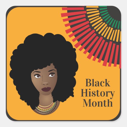 黒い歴史の月，黒い女性，太陽の光 スクエアシール (正面)