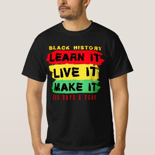 黒い歴史学それが生きる365日 Tシャツ (正面)