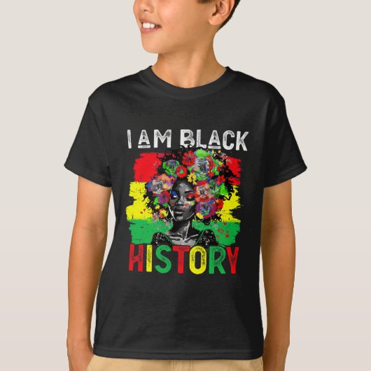 黒い歴史月アフリカ人女性I Am Black Histo Tシャツ (正面)