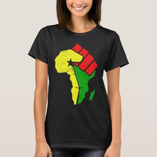 黒い歴史月アフリカ国旗の色Fisに抵抗 Tシャツ (正面)