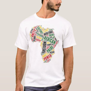 黒い歴史月間アフリカ大陸ワードアート Tシャツ