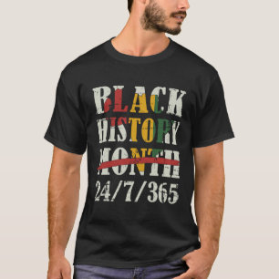 黒い歴史月247365アフリカ地図と国旗 Tシャツ