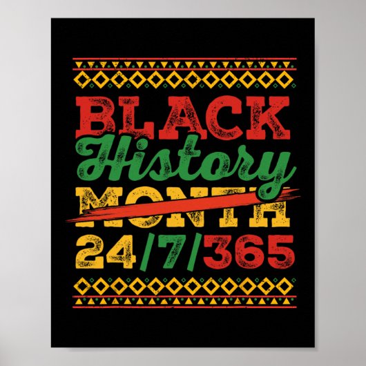 黒い歴史月247365男性女性キッズ黒いhi ポスター (正面)