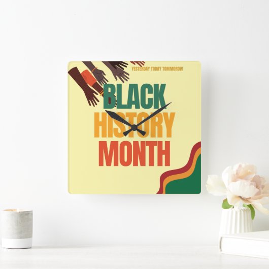 黒い歴史月 – レガシーと文化を称える スクエア壁時計 (ホーム)