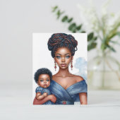 黒い母と子どもが青い ポストカード (スタンド正面)
