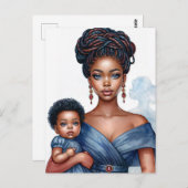黒い母と子どもが青い ポストカード (正面/裏面)